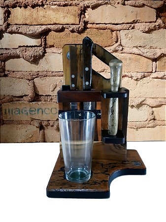 Kit Caipirinha Com Tábua Faca Copo De Vidro