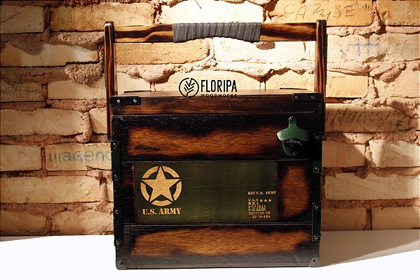 Cooler de Madeira U.S. ARMY 18 Litros