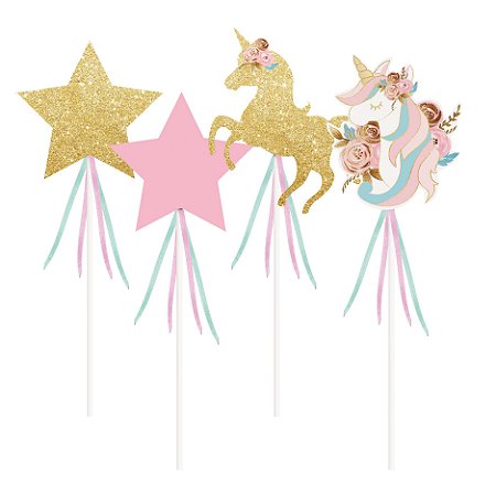 PICK LONGO DECORATIVO UNICORNIO C/8 - PC X 1