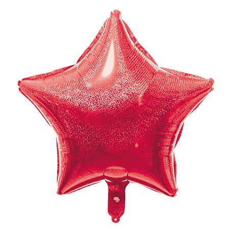 BALAO MET HOLOG ESTRELA 18 VERMELHO - UN X 1