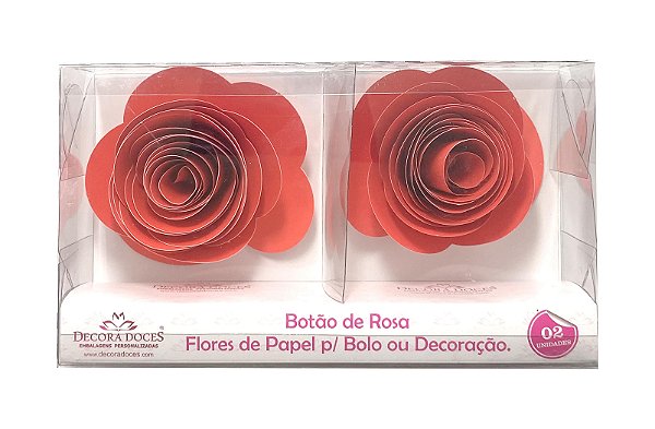 FLOR PAPEL BOTAO DE ROSA C/2 VERMELHO - UN X 1