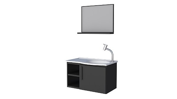 Kit Banheiro Aço Caju 60 Preto