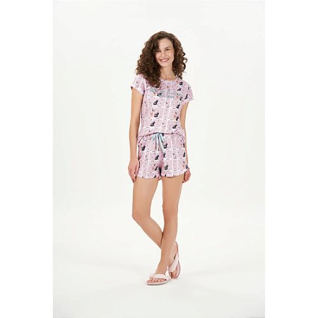 Short Doll Cor com Amor Manga Curta