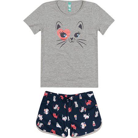 Pijama Malwee Infantil Menina Manga Curta