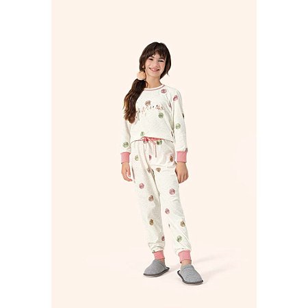 Pijama Lua Encantada Infantil Menina  Manga Longa Moletinho