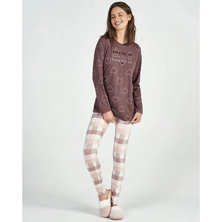 Pijama Cor com Amor Manga Longa