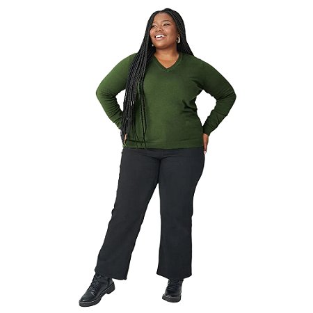 Suéter Malwee Manga Longa em Tricô Plus Size