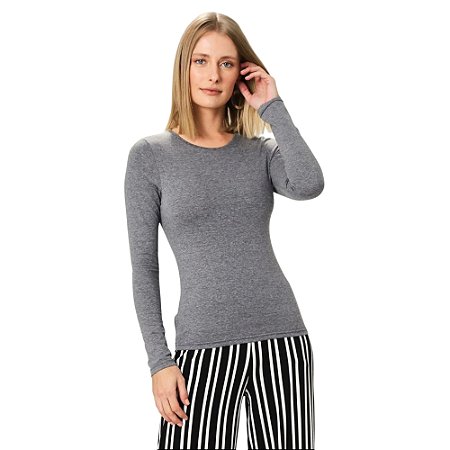 Blusa Malwee Manga Longa em Cotton Light