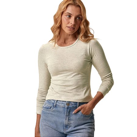 Blusa Malwee Manga Longa em Cotton Light