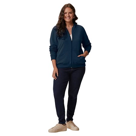 Jaqueta Malwee Manga Longa em Moletom Flanelado Plus Size