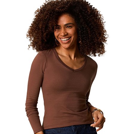 Blusa Malwee Manga Longa em Cotton Light
