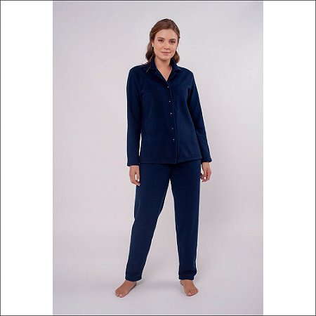 Pijama Podiun Manga Longa com Abertura em Microsoft