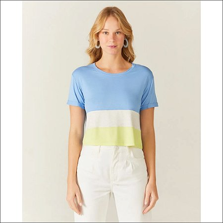 Cropped Malwee Manga Curta em Viscose