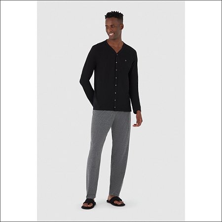 Pijama Malwee Masculino Manga Longa com Abertura
