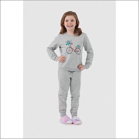 Pijama Malwee Infantil Menina Manga Longa em Moletom