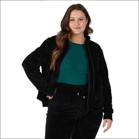 Jaqueta Malwee Manga Longa em Plush Navalhado Plus Size