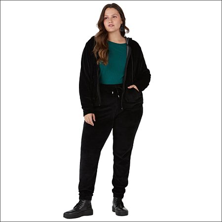 Calça Malwee Jogging em Plush Navalhado Plus Size