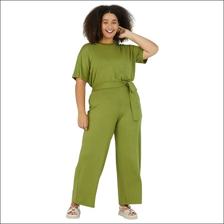 Calça Malwee Pantalona em Viscose Stretch Plus Size