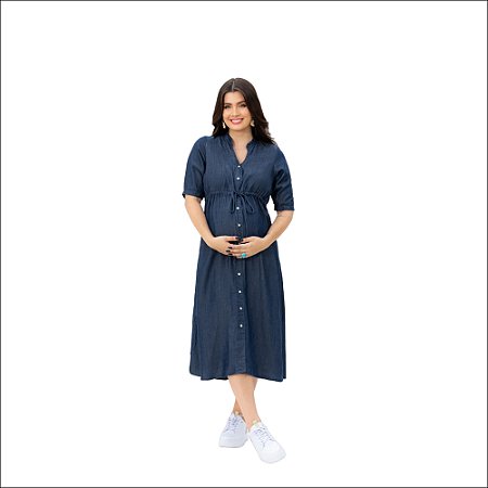 Vestido A Gestante Midi Jeans