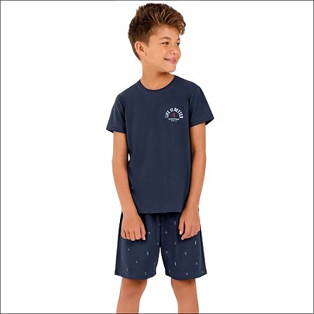 Pijama Cor Com Amor Infantil Menino Manga Curta