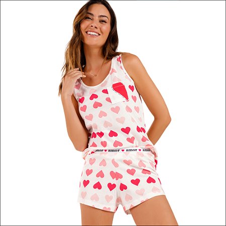Short Doll Cor Com Amor Coração Cavado