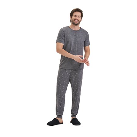 Pijama Cor Com Amor Masculino Manga Curta