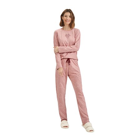 Pijama Cor Com Amor Manga Longa