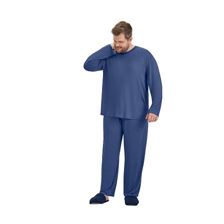 Pijama Cor Com Amor Manga Longa Masculino Plus Size