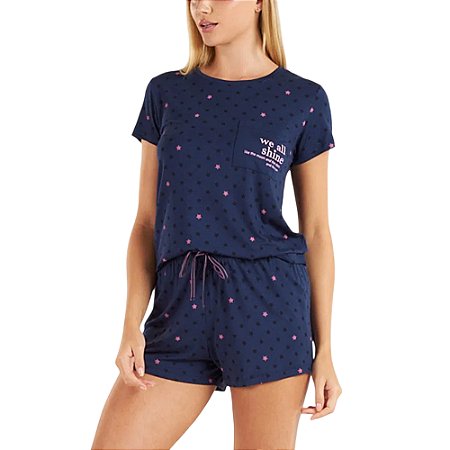 Short Doll Cor Com Amor Manga Curta em Viscose