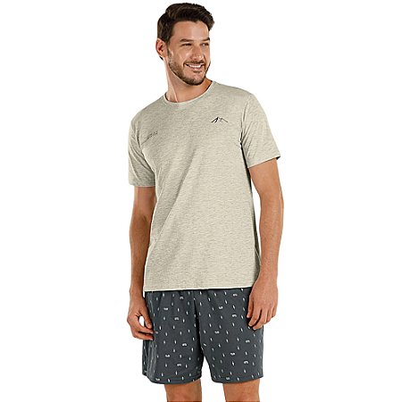 Pijama Cor Com Amor Masculino Manga Curta