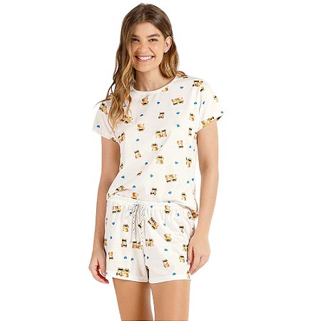 Short Doll Cor com Amor Manga Curta