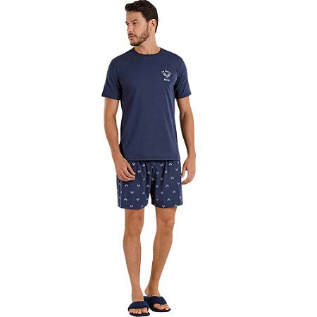 Pijama Cor Com Amor Masculino Manga Curta