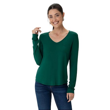 Blusa Malwee Manga Longa Evasê