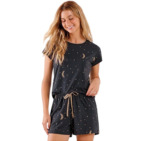 Pijama Cor com Amor Manga Curta com Shorts