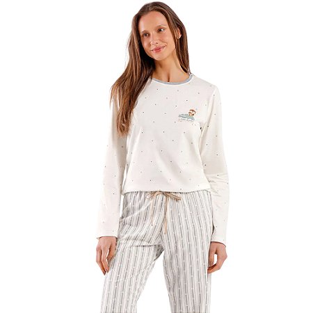 Pijama Cor com Amor Manga Longa com Calça