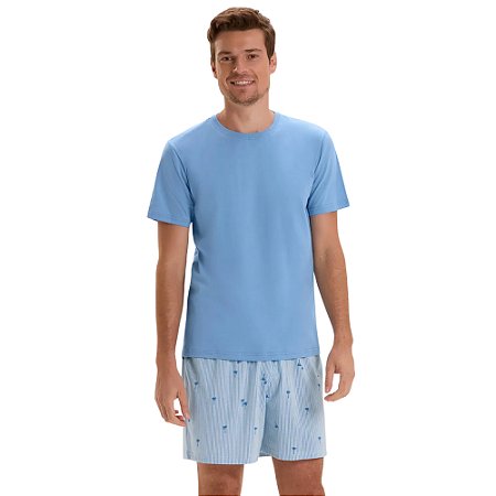 Pijama Cor Com Amor Masculino Manga Curta