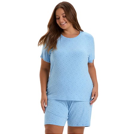 Bermudoll Cor Com Amor Manga Curta Plus Size