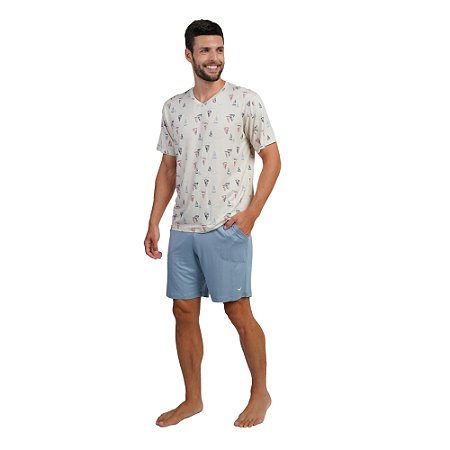 Pijama Podiun Masculino Manga Curta