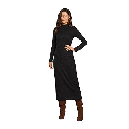 Vestido Doce Trama Midi Manga Longa