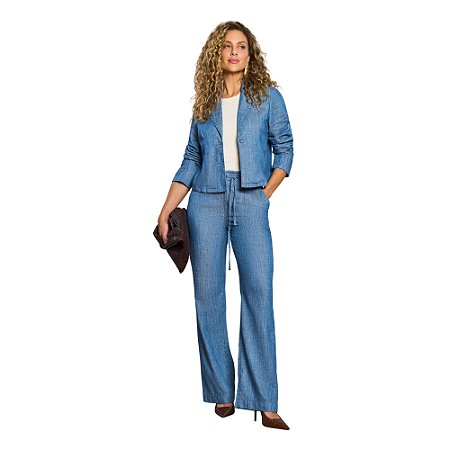 Blazer Doce Trama Jeans Tencel