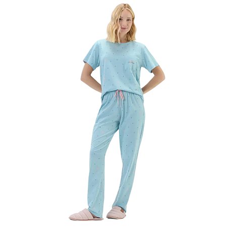 Pijama Cor Com Amor Manga Curta e Calça