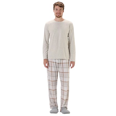 Pijama Cor Com Amor Manga Longa Masculino