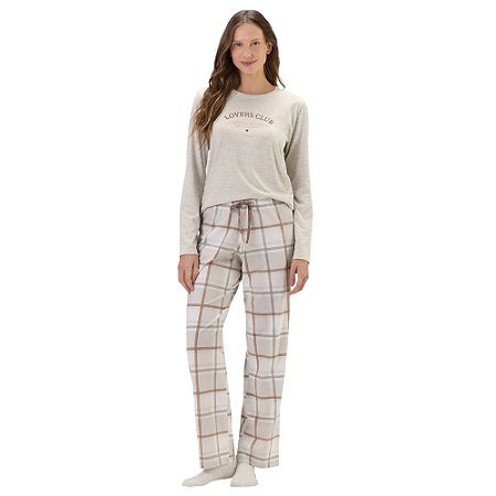 Pijama Cor Com Amor Manga Longa