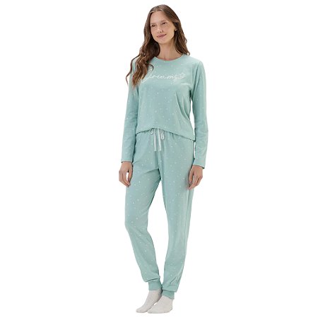 Pijama Cor Com Amor Manga Longa