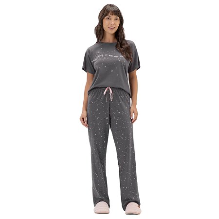 Pijama Cor Com Amor Manga Curta e Calça