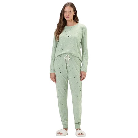Pijama Cor Com Amor Manga Longa