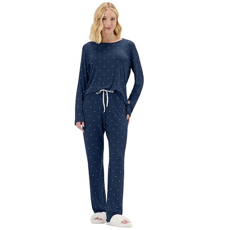 Pijama Cor Com Amor Manga Longa