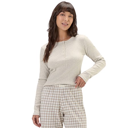 Pijama Cor Com Amor Manga Longa