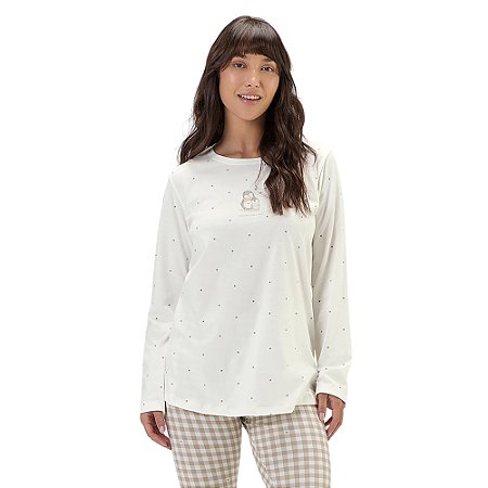 Pijama Cor Com Amor Manga Longa