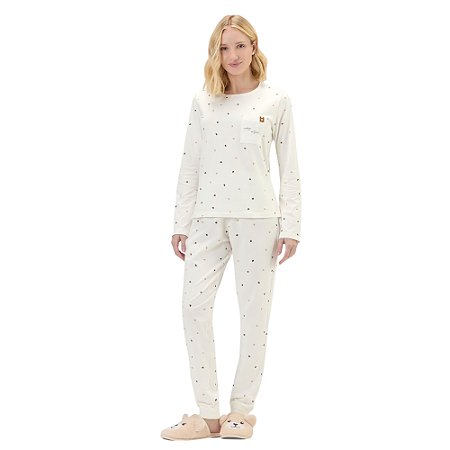 Pijama Cor Com Amor Manga Longa